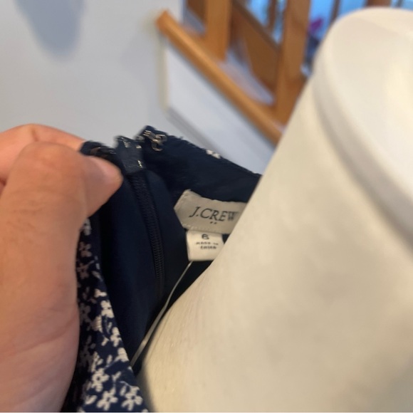 J Crew Factory Navy Blue Dress With Floral Ruffle Tiered Maxi Dress Size 6 - Picture 5 of 8